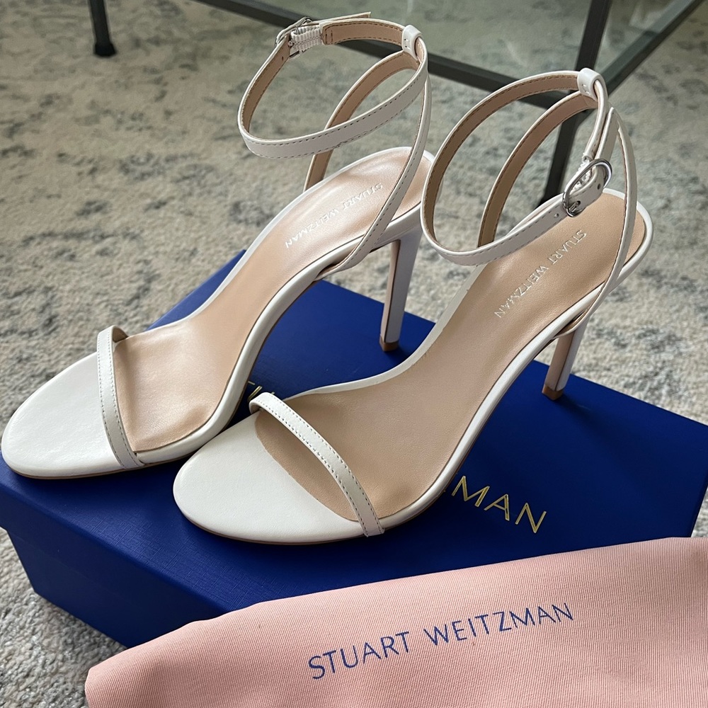 Stuart Weitzman White Sandal Heel *NEVER BEEN WORN/BRAND NEW*